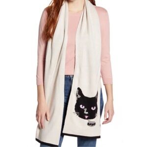KATE SPADE Scarf with Cute Cat Face and Wording in Blush NEW WITH TAG